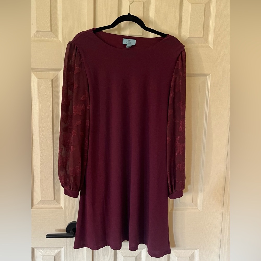 CeCe Red Long Sleeve Bishop Dress for Wedding Guest
